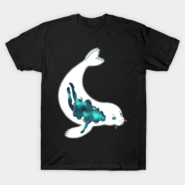 Swimming Through Space - Galaxy Selkie T-Shirt by InvertSilhouette